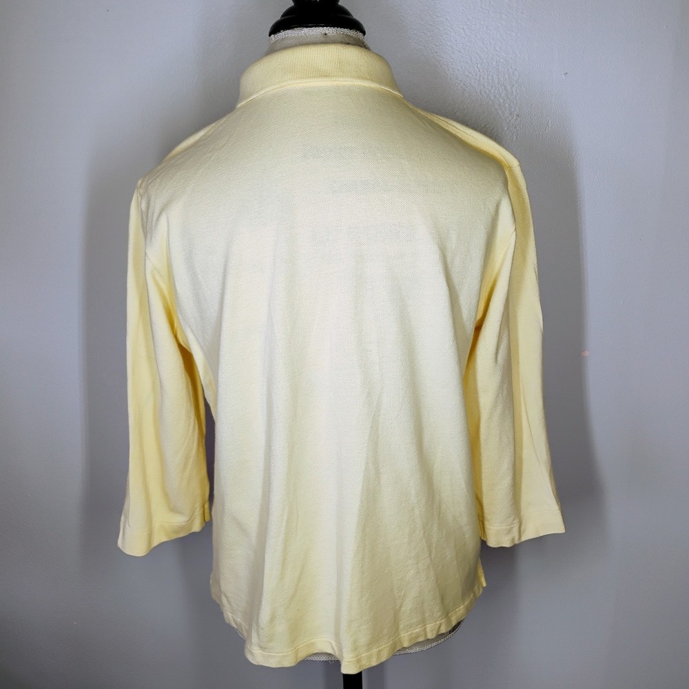 Vintage Ralph Lauren Sport Polo Shirt Women Large Butter Yellow Pony Logo Preppy - Picture 6 of 12